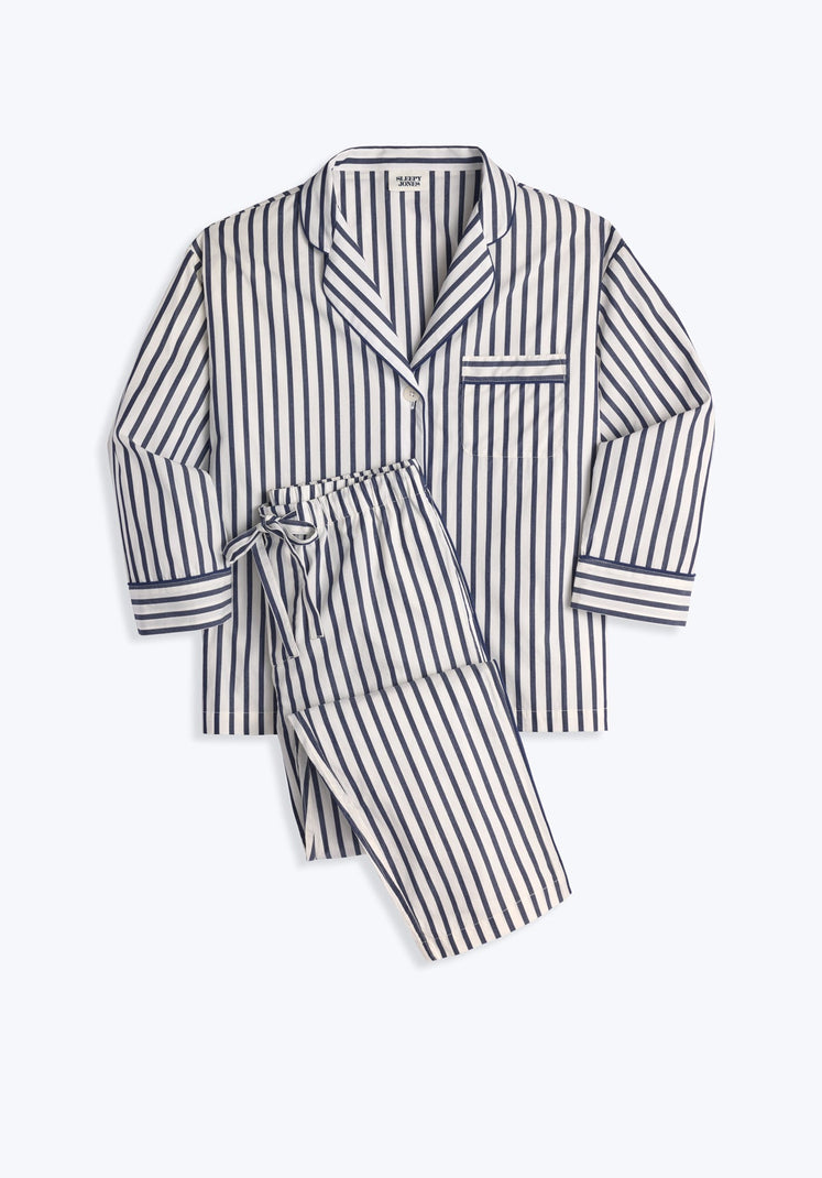 SLEEPY JONES | Marina Pajama Set in Navy Breton Stripe